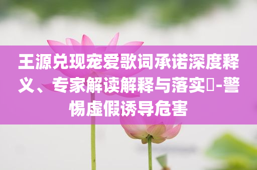 王源兌現(xiàn)寵愛歌詞承諾深度釋義、專家解讀解釋與落實(shí)?-警惕虛假誘導(dǎo)危害
