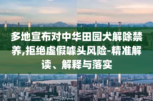 多地宣布對中華田園犬解除禁養(yǎng),拒絕虛假噱頭風險-精準解讀、解釋與落實