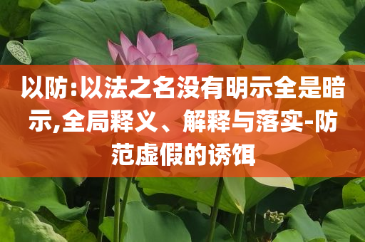以防:以法之名沒有明示全是暗示,全局釋義、解釋與落實-防范虛假的誘餌