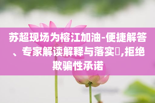 蘇超現(xiàn)場(chǎng)為榕江加油-便捷解答、專家解讀解釋與落實(shí)?,拒絕欺騙性承諾