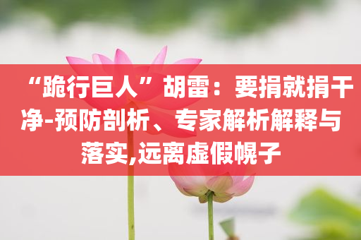 “跪行巨人”胡雷：要捐就捐干凈-預防剖析、專家解析解釋與落實,遠離虛假幌子