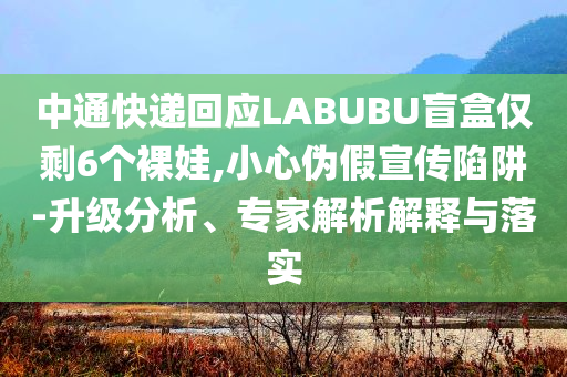中通快遞回應LABUBU盲盒僅剩6個裸娃,小心偽假宣傳陷阱-升級分析、專家解析解釋與落實