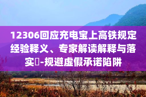12306回應(yīng)充電寶上高鐵規(guī)定經(jīng)驗釋義、專家解讀解釋與落實?-規(guī)避虛假承諾陷阱