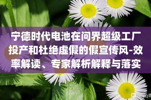 寧德時(shí)代電池在問(wèn)界超級(jí)工廠投產(chǎn)和杜絕虛假的假宣傳風(fēng)-效率解讀、專家解析解釋與落實(shí)