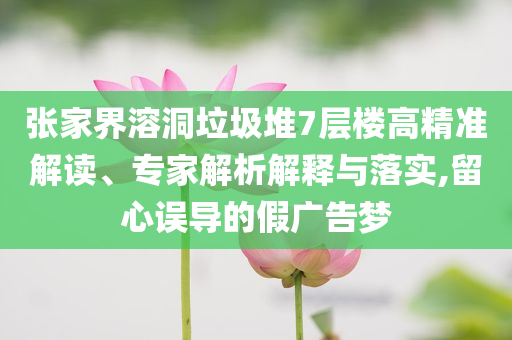 張家界溶洞垃圾堆7層樓高精準(zhǔn)解讀、專家解析解釋與落實(shí),留心誤導(dǎo)的假?gòu)V告夢(mèng)