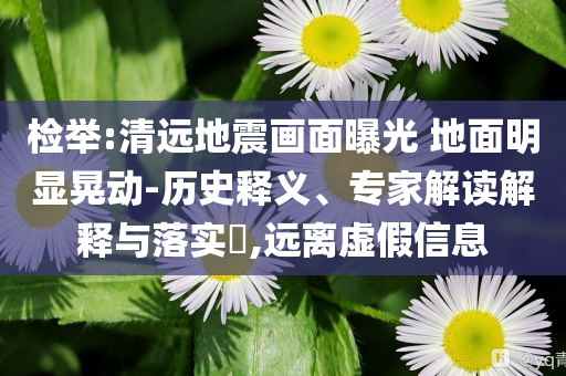 檢舉:清遠(yuǎn)地震畫面曝光 地面明顯晃動-歷史釋義、專家解讀解釋與落實?,遠(yuǎn)離虛假信息