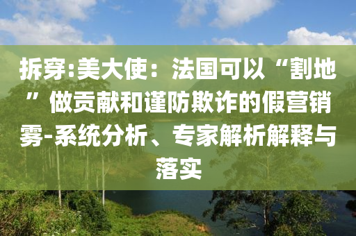 拆穿:美大使：法國(guó)可以“割地”做貢獻(xiàn)和謹(jǐn)防欺詐的假營(yíng)銷(xiāo)霧-系統(tǒng)分析、專(zhuān)家解析解釋與落實(shí)