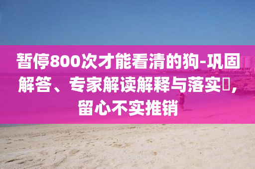 暫停800次才能看清的狗-鞏固解答、專家解讀解釋與落實(shí)?,留心不實(shí)推銷