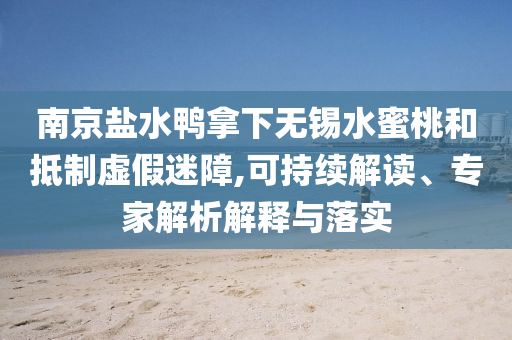 南京鹽水鴨拿下無錫水蜜桃和抵制虛假迷障,可持續(xù)解讀、專家解析解釋與落實(shí)