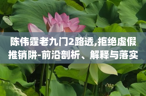 陳偉霆老九門2路透,拒絕虛假推銷阱-前沿剖析、解釋與落實