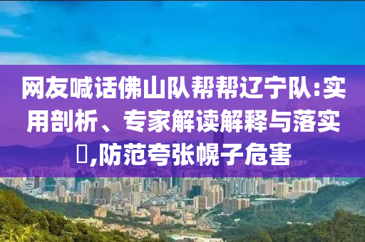 網(wǎng)友喊話佛山隊(duì)幫幫遼寧隊(duì):實(shí)用剖析、專家解讀解釋與落實(shí)?,防范夸張幌子危害