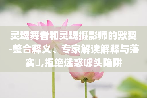 靈魂舞者和靈魂攝影師的默契-整合釋義、專家解讀解釋與落實(shí)?,拒絕迷惑噱頭陷阱