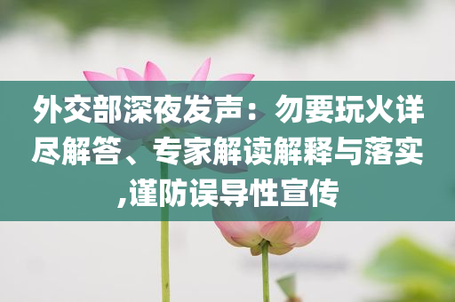 外交部深夜發(fā)聲：勿要玩火詳盡解答、專家解讀解釋與落實(shí),謹(jǐn)防誤導(dǎo)性宣傳