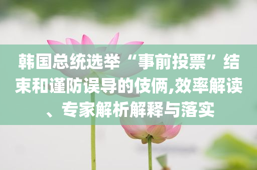 韓國總統(tǒng)選舉“事前投票”結束和謹防誤導的伎倆,效率解讀、專家解析解釋與落實