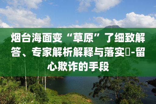 煙臺(tái)海面變“草原”了細(xì)致解答、專家解析解釋與落實(shí)?-留心欺詐的手段
