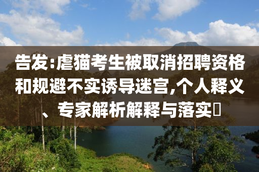 告發(fā):虐貓考生被取消招聘資格和規(guī)避不實(shí)誘導(dǎo)迷宮,個(gè)人釋義、專家解析解釋與落實(shí)?