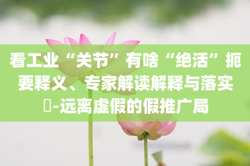 看工業(yè)“關(guān)節(jié)”有啥“絕活”扼要釋義、專(zhuān)家解讀解釋與落實(shí)?-遠(yuǎn)離虛假的假推廣局