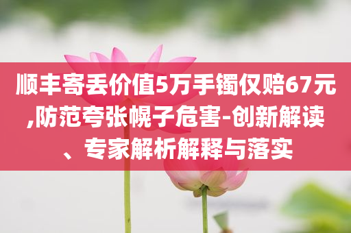 順豐寄丟價(jià)值5萬手鐲僅賠67元,防范夸張幌子危害-創(chuàng)新解讀、專家解析解釋與落實(shí)
