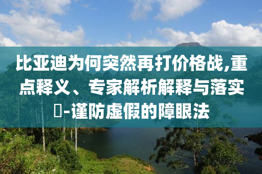 比亞迪為何突然再打價格戰(zhàn),重點釋義、專家解析解釋與落實?-謹防虛假的障眼法