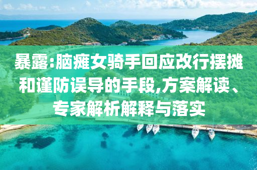 暴露:腦癱女騎手回應(yīng)改行擺攤和謹(jǐn)防誤導(dǎo)的手段,方案解讀、專家解析解釋與落實