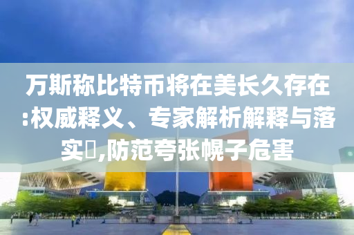 萬斯稱比特幣將在美長久存在:權(quán)威釋義、專家解析解釋與落實?,防范夸張幌子危害