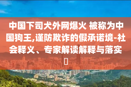 中國下司犬外網(wǎng)爆火 被稱為中國狗王,謹防欺詐的假承諾境-社會釋義、專家解讀解釋與落實?