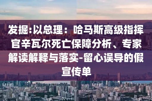 發(fā)掘:以總理：哈馬斯高級指揮官辛瓦爾死亡保障分析、專家解讀解釋與落實(shí)-留心誤導(dǎo)的假宣傳單