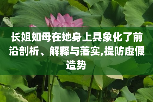 長姐如母在她身上具象化了前沿剖析、解釋與落實(shí),提防虛假造勢