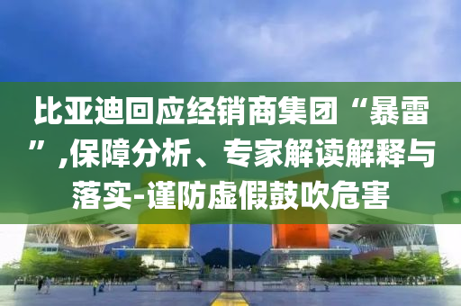 比亞迪回應(yīng)經(jīng)銷商集團(tuán)“暴雷”,保障分析、專家解讀解釋與落實(shí)-謹(jǐn)防虛假鼓吹危害