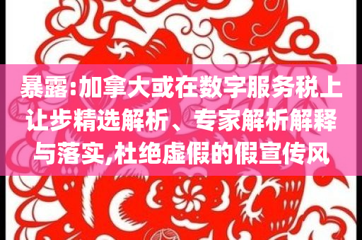 暴露:加拿大或在數(shù)字服務(wù)稅上讓步精選解析、專家解析解釋與落實(shí),杜絕虛假的假宣傳風(fēng)