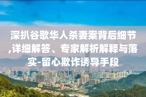 深扒谷歌華人殺妻案背后細(xì)節(jié),詳細(xì)解答、專家解析解釋與落實(shí)-留心欺詐誘導(dǎo)手段