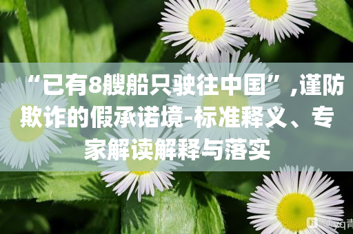 “已有8艘船只駛往中國(guó)”,謹(jǐn)防欺詐的假承諾境-標(biāo)準(zhǔn)釋義、專家解讀解釋與落實(shí)