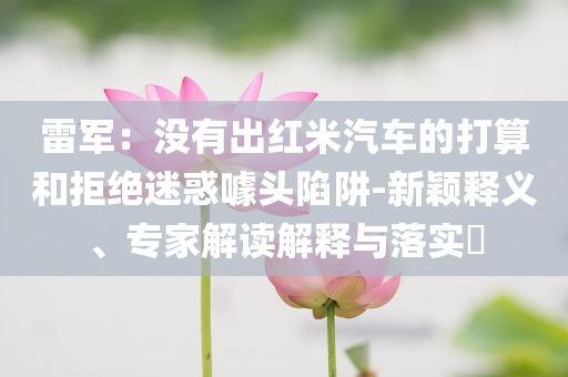 雷軍：沒有出紅米汽車的打算和拒絕迷惑噱頭陷阱-新穎釋義、專家解讀解釋與落實(shí)?