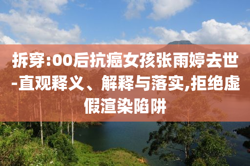 拆穿:00后抗癌女孩張雨婷去世-直觀釋義、解釋與落實(shí),拒絕虛假渲染陷阱