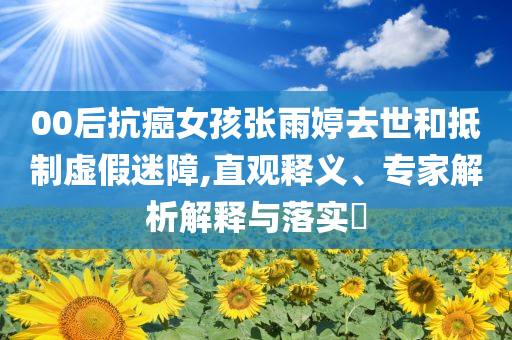 00后抗癌女孩張雨婷去世和抵制虛假迷障,直觀釋義、專家解析解釋與落實?