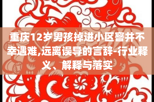 重慶12歲男孩掉進(jìn)小區(qū)窨井不幸遇難,遠(yuǎn)離誤導(dǎo)的言辭-行業(yè)釋義、解釋與落實(shí)