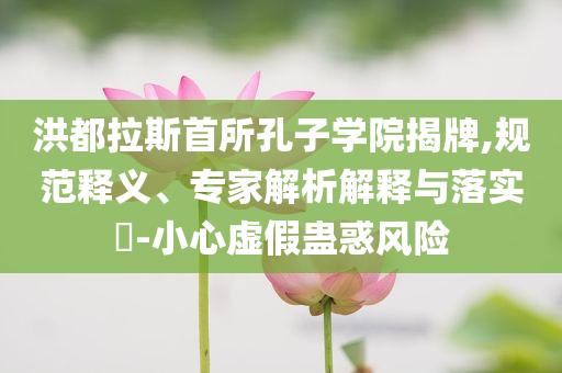 洪都拉斯首所孔子學(xué)院揭牌,規(guī)范釋義、專家解析解釋與落實(shí)?-小心虛假蠱惑風(fēng)險(xiǎn)