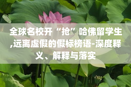 全球名校開“搶”哈佛留學(xué)生,遠(yuǎn)離虛假的假標(biāo)榜語-深度釋義、解釋與落實(shí)