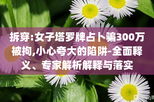 拆穿:女子塔羅牌占卜騙300萬被拘,小心夸大的陷阱-全面釋義、專家解析解釋與落實(shí)