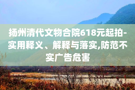 揚州清代文物合院618元起拍-實用釋義、解釋與落實,防范不實廣告危害