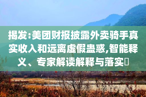揭發(fā):美團財報披露外賣騎手真實收入和遠離虛假蠱惑,智能釋義、專家解讀解釋與落實?