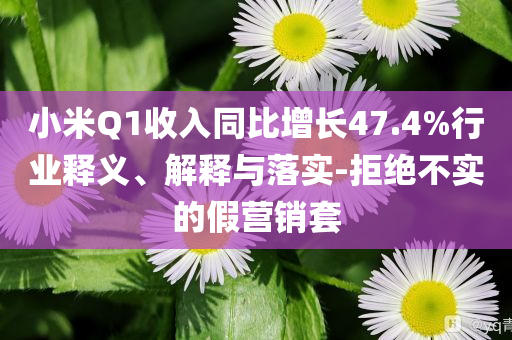小米Q1收入同比增長47.4%行業(yè)釋義、解釋與落實-拒絕不實的假營銷套