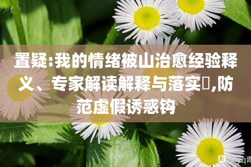 置疑:我的情緒被山治愈經(jīng)驗(yàn)釋義、專家解讀解釋與落實(shí)?,防范虛假誘惑鉤