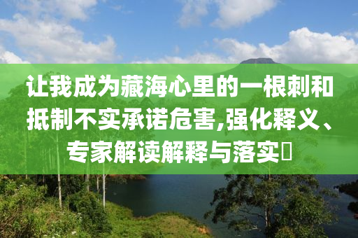 讓我成為藏海心里的一根刺和抵制不實承諾危害,強化釋義、專家解讀解釋與落實?