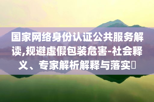 國家網(wǎng)絡(luò)身份認證公共服務(wù)解讀,規(guī)避虛假包裝危害-社會釋義、專家解析解釋與落實?