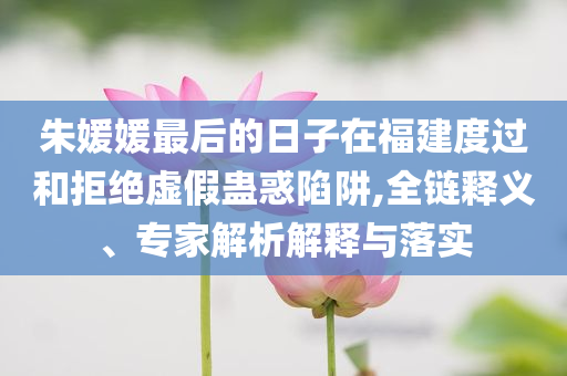 朱媛媛最后的日子在福建度過和拒絕虛假蠱惑陷阱,全鏈釋義、專家解析解釋與落實