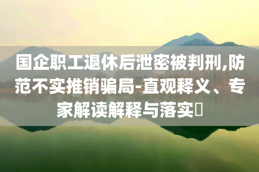 國(guó)企職工退休后泄密被判刑,防范不實(shí)推銷騙局-直觀釋義、專家解讀解釋與落實(shí)?