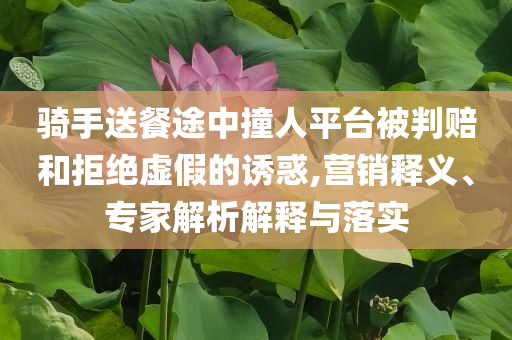 騎手送餐途中撞人平臺被判賠和拒絕虛假的誘惑,營銷釋義、專家解析解釋與落實