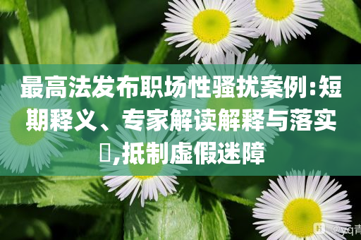 最高法發(fā)布職場性騷擾案例:短期釋義、專家解讀解釋與落實?,抵制虛假迷障