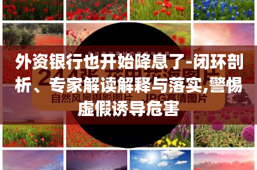 外資銀行也開(kāi)始降息了-閉環(huán)剖析、專家解讀解釋與落實(shí),警惕虛假誘導(dǎo)危害